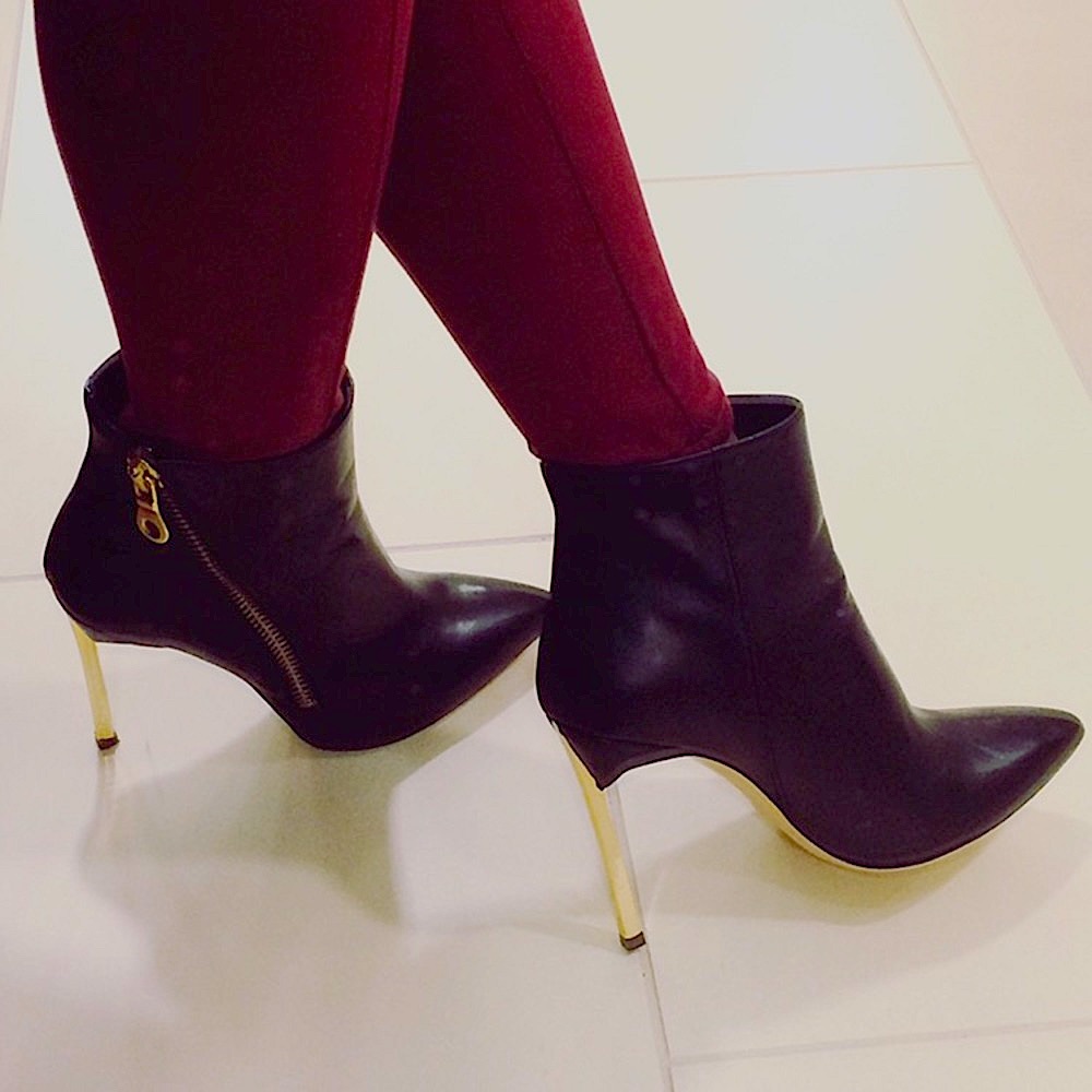 Gold Stiletto Heeled Ankle Booties